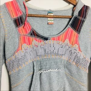 ❤️FREE PEOPLE Grey  Patchwork Sweater Size XS